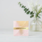 Blush Pink and Faux Gold Look Square Business Card (Standing Front)