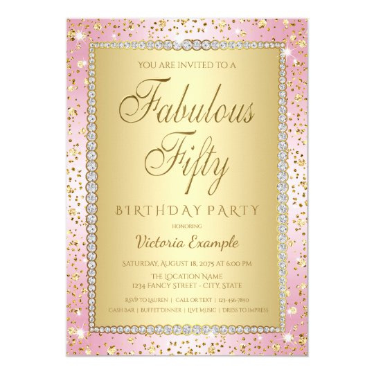 blush pink and gold 50th birthday party invitation zazzle com