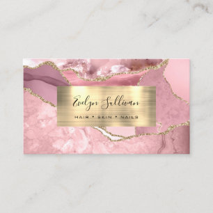 Blush Pink and Gold Agate Business Card