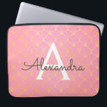 Blush Pink and Gold Art Deco Pattern Monogram Laptop Sleeve<br><div class="desc">Blush Pink and Gold Art Deco Geometric Pattern Monogram Laptop Case. This case can be customized to include your initial and first name. If you would like matching items then please contact the designer.</div>