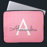 Blush Pink and Gold Art Deco Pattern Monogram Laptop Sleeve<br><div class="desc">Blush Pink and Gold Art Deco Geometric Pattern Monogram Laptop Case. This case can be customized to include your initial and first name. If you would like matching items then please contact the designer.</div>