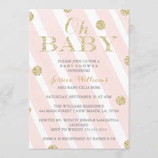 Blush Pink and Gold Baby Shower Invitations