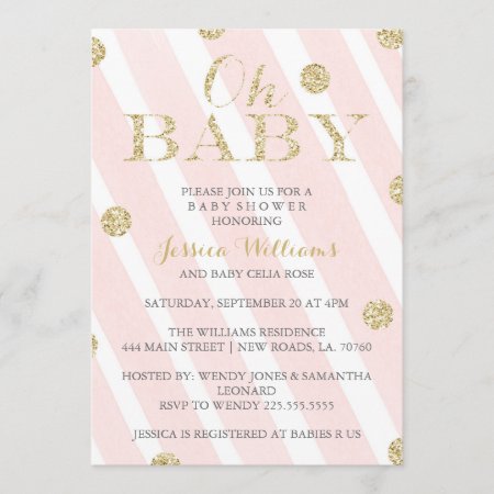Blush Pink And Gold Baby Shower Invitations