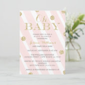 Blush Pink and Gold Baby Shower Invitations (Standing Front)