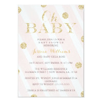 Blush Pink and Gold Baby Shower Invitations