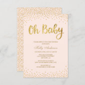 Blush Pink and Gold Baby Shower Invitations (Front/Back)