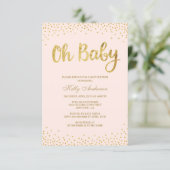 Blush Pink and Gold Baby Shower Invitations (Standing Front)
