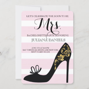 Blush Pink and Gold Bachelorette Party Invitations