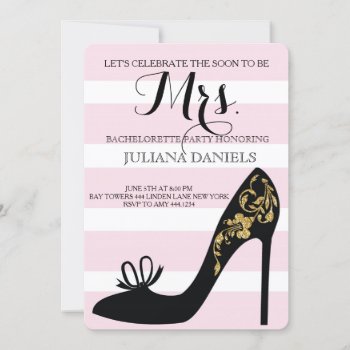 Blush Pink And Gold Bachelorette Party Invitations by ThreeFoursDesign at Zazzle