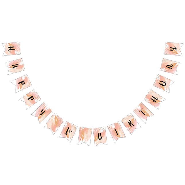 Blush Pink and Gold Birthday Bunting Flag (All)