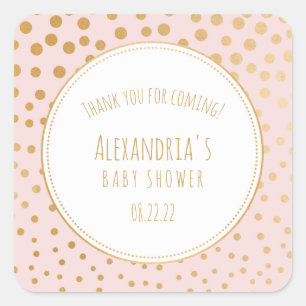 Blush pink and gold bridal shower favor sticker