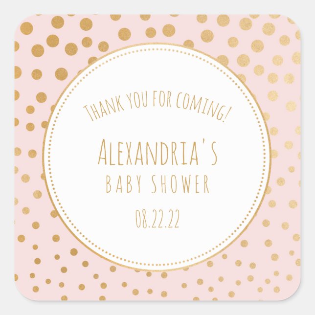 Blush pink and gold bridal shower favor sticker (Front)