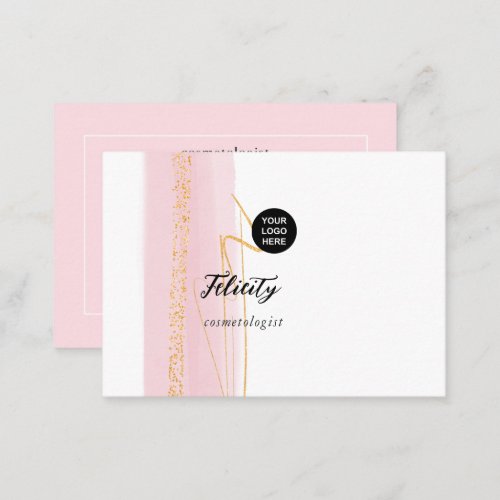 Blush Pink and Gold Brush Strokes Business Card