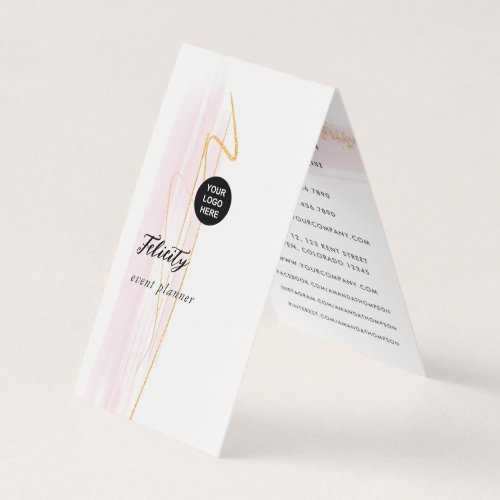 Blush Pink and Gold Brush Strokes Business Card