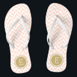 Blush Pink and Gold Chevron Monogram Flip Flops<br><div class="desc">Custom printed flip flop sandals with a stylish modern chevron pattern and your custom monogram or other text in a circle frame. Click Customize It to change text fonts and colors or add your own images to create a unique one of a kind design!</div>