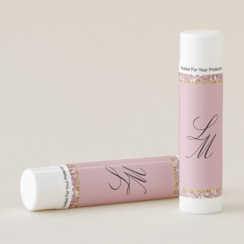 Blush Pink and Gold Crystal Edged Lip Balm