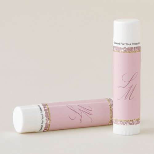 Blush Pink and Gold Crystal Edged Lip Balm