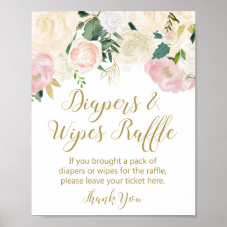 Blush Pink and Gold Diaper and Wipes Raffle Sign