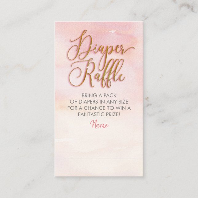Blush Pink and Gold Diaper Raffle Ticket Enclosure Card (Front)