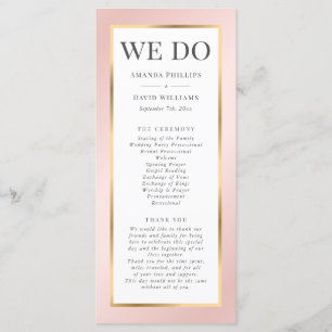 Blush Pink and Gold Elegant Modern Wedding Program