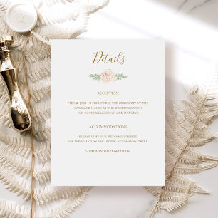 Blush Pink and Gold Floral Botanical Wedding Enclosure Card