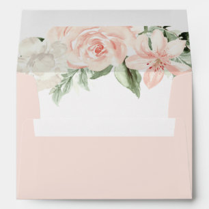 Blush Pink and Gold Floral Botanical Wedding Envelope