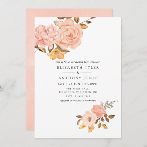 Blush Pink and Gold Floral Engagement Party Invitation