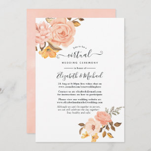 Blush Pink and Gold Floral Online Virtual Wedding Invitation