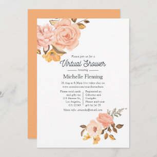 Blush Pink and Gold Floral Virtual Baby Shower Invitation