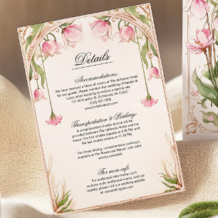 Blush Pink and Gold Floral Wedding Details Card
