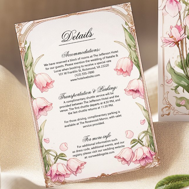 Blush Pink and Gold Floral Wedding Enclosure Card (Creator Uploaded)