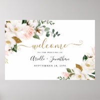 Blush Pink and Gold Floral XL Wedding Welcome Sign