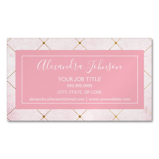 Blush Pink and Gold Foil Elegant and Professional Business Card Magnet (Front)