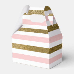 Blush Pink and Gold Foil Stripe Birthday Party Favor Boxes