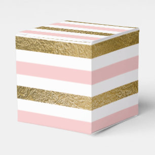 Blush Pink and Gold Foil Stripe Birthday Party Favor Boxes