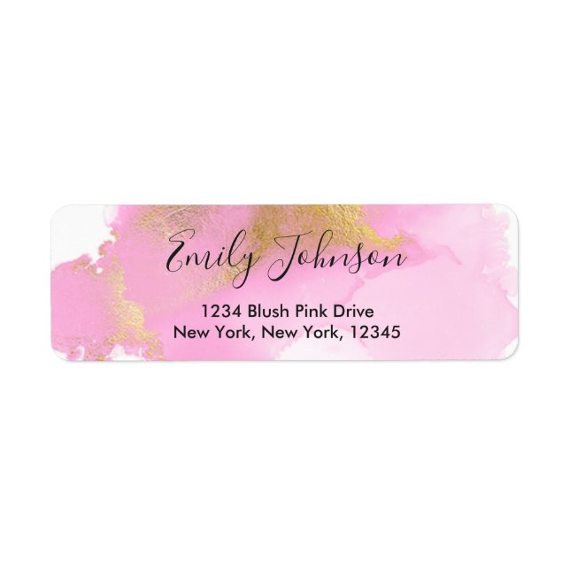 Blush Pink and Gold Foil Wash Address Label (Front)