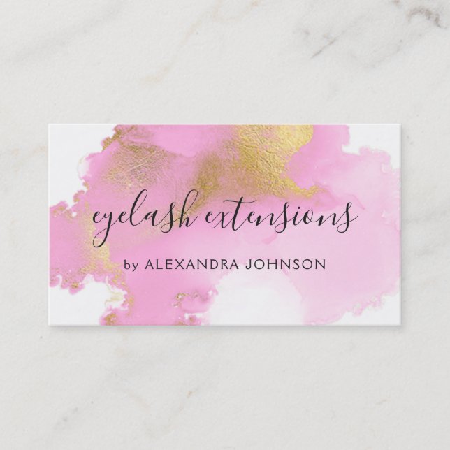 Blush Pink and Gold Foil Wash Girly Business Card (Front)