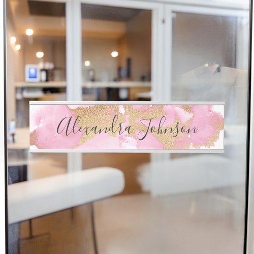 Blush Pink and Gold Foil Wash Girly Door Sign