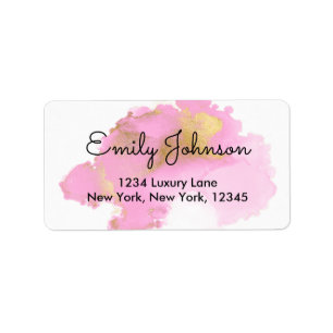 Blush Pink and Gold Foil Wash Girly Label