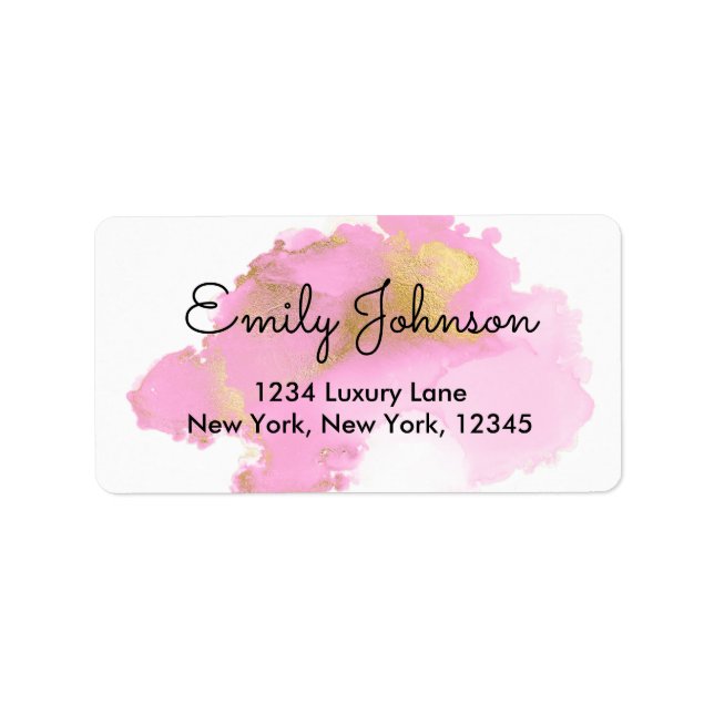 Blush Pink and Gold Foil Wash Girly Label (Front)