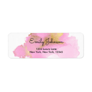 Blush Pink and Gold Foil Wash Girly Label