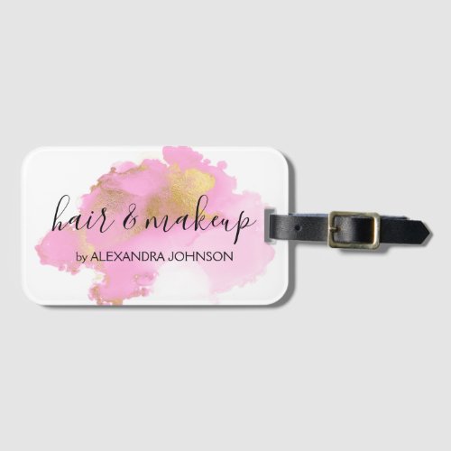 Blush Pink and Gold Foil Wash Girly Luggage Tag