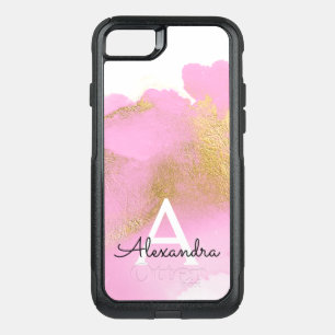 Blush Pink and Gold Foil Wash Girly OtterBox Commuter iPhone SE/8/7 Case