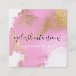 Blush Pink and Gold Foil Wash Girly Square Business Card