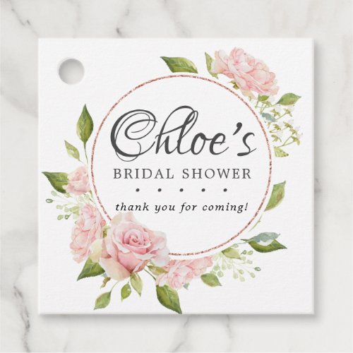 Blush Pink and Gold Frame Thank You Bridal Shower Favor Tags