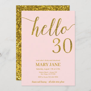 Blush Pink and Gold Glitter 30th Birthday Invitation