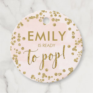 Blush Pink and Gold Glitter Baby Shower Pop it Favor Tags