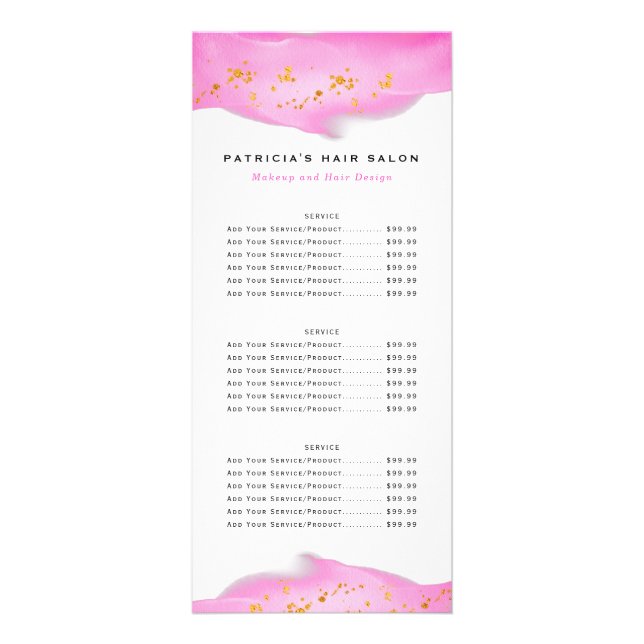 Blush Pink And Gold Glitter Biz Rack Card (Back)