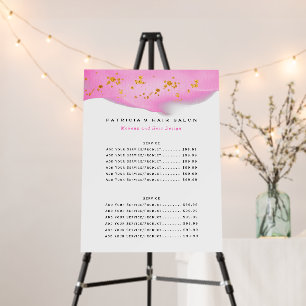 Blush Pink And Gold Glitter Biz Service Menu Foam Board
