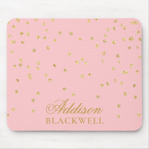 Blush Pink and Gold Glitter Name Template Mouse Pad